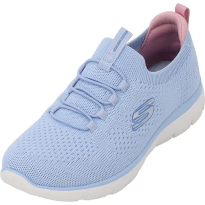 Afbeelding van Skechers Arch Fit Comfy Wave Sneakers voor dames, Meerkleurige gebreide rand in lichtblauw