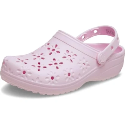 Afbeelding van Crocs Classic Floral CUT OUT Unisex Badslippers, Maat: 42 43, Pink milk Kunststof