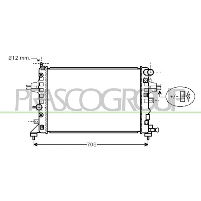 Afbeelding van PRASCO OP410R001 Radiateur Aluminium 600 359 23 Koelribben mechanisch gelast OPEL: Zafira B, Astra H Hatchback, G Saloon