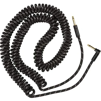 Image de Fender Câble Deluxe spiralé tweed noir droit/coudé 9 m