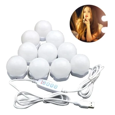 Afbeelding van Led spiegellamp, met 3 kleuren en 10 helderheidsniveaus, dimbaar, USB spiegellamp verstelbare kabel, make upspiegel, badkamer, kaptafellamp, licht