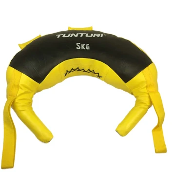 Afbeelding van Tunturi Bulgarian bag gewicht 5kg fitness sandbag voor krachttraining Powerbag Geel Incl. gratis app
