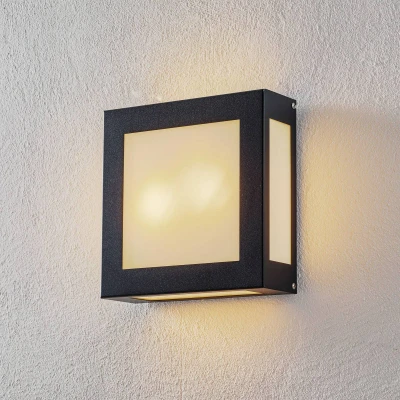 Afbeelding van Vierkante buitenwandlamp Legendo, antr., z. sensor