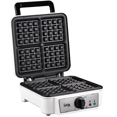 Afbeelding van Gadgy Wafelijzer Wafelmaker voor 4 grote Brusselse Wafels Anti aanbaklaag Temperatuur instelbaar indicatielampje