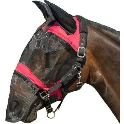 Afbeelding van HKM Vliegenmasker Premium Met Neusnetje Magenta Shetland Agradi.be