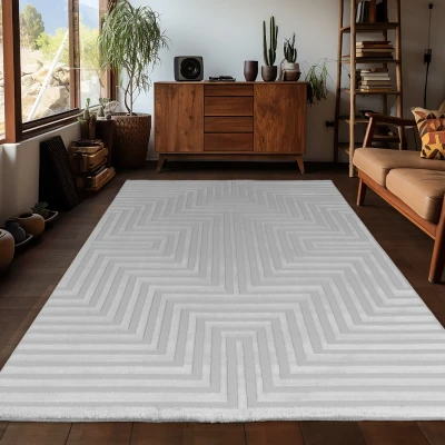 Afbeelding van Arte Designer Vloerkleed Laagpolig Luxe Tapijt Woonkamer Slaapkamer Zilver / Grijs Rechthoek Polypropyleen 120x170 cm