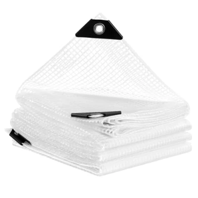 Afbeelding van WOLTU Waterdicht afdekzeil, 4 x 5 m, met ogen, 140 g/m², transparant, scheurvast, uv bestendig, voor tuinmeubelen, trampoline, brandhout, boot, vrachtwagen