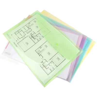 Image de Rapesco 0697 ECO Pochette à Bouton Pression Recyclé, A3, Couleurs Pastel Transparentes Assorties, Lot de 5