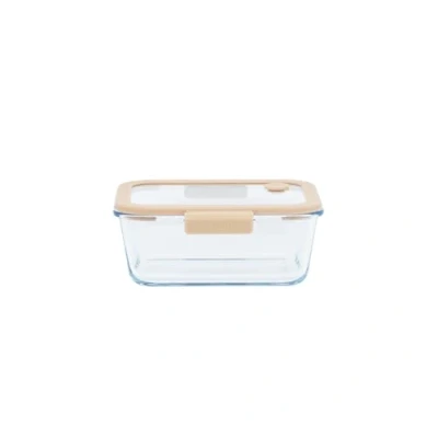 Afbeelding van Pebbly Vershouddoos met Glazen Vacuüm Deksel 800 ml Borosilicaatglas Transparant