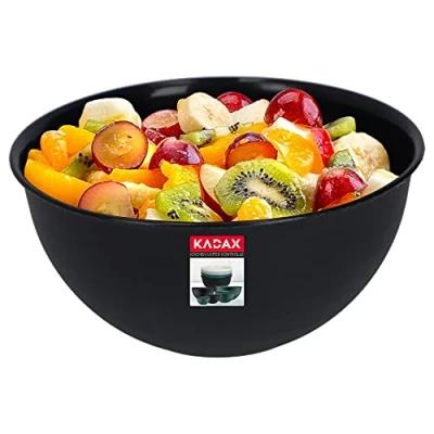 Afbeelding van KADAX kunststof kom, slakom, stapelbare mengkom, keukenkom, salade, deeg, vaatwasmachinebestendig (5 l, antraciet)