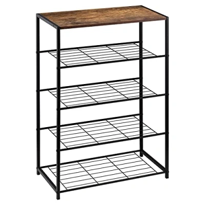 Afbeelding van WOLTU Schoenenbank met zitting, badkamerrek 4 legplanken, voor ca. 12 paar schoenen, hout en metaal, SR0088dc