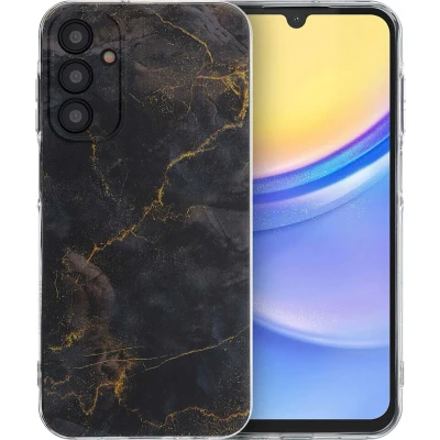 Afbeelding van iMoshion hoesje Geschikt voor Samsung Galaxy A15 (5G) / (4G) Siliconen Design Zwart Black Marble