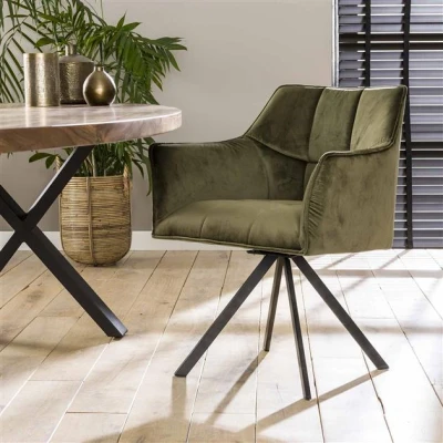 Afbeelding van Hoyz Velvet Armstoel Groen Draaibaar 2 Stuks