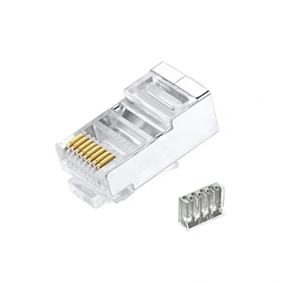 Afbeelding van 50 stuks Cat6 RJ45 connectors, stekkers, 2 delig metaal afgeschermd Ends FTP 8P8C modulaire netwerkstekker
