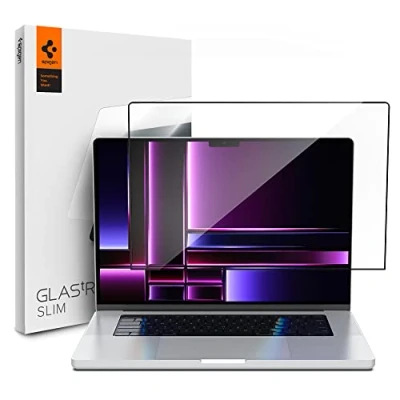Afbeelding van Spigen Glas.tR Slim gehard glas voor MacBook Pro 16 inch (M3 / M3 Max M2 M1 Max), volledige afdekking, extreem krasbestendig, ultra helder