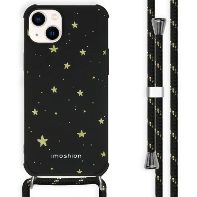 Afbeelding van iMoshion Hoesje Geschikt voor iPhone 14 Plus met Koord Design Goud / Stars Gold