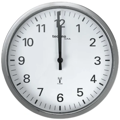 Image de Technoline WT 8950 Horloge murale radio pilotée Ø 30 cm (Chrome)