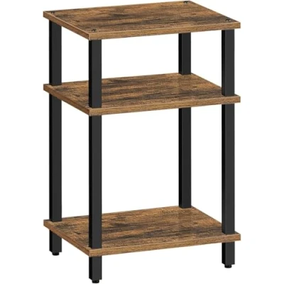 Afbeelding van Hoppa! bijzettafel nachtkastje 3 laags opbergplank bruin/zwart 40x30x60 cm (HxBxD)