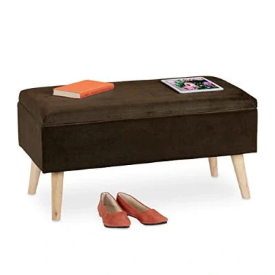 Afbeelding van Relaxdays opbergbank 40 liter zitbank met opbergruimte halbankje 41 x 80 cm bruin