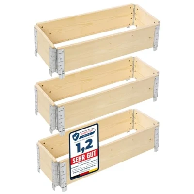 Afbeelding van Garronda Palletrand 3 Pack 80x30x20 cm Natuurlijk Bloemen Kruiden Palletframe Natuurlijke Verhoogde Bloembedden GD BUD PAL