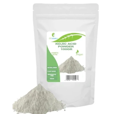 Image de Poudre d&#039;acide kojique 100Gr peut être incorporée dans des formulations de soins la peau conçues pour éclaircir le teint, hydratants, crèmes, lotions, gels