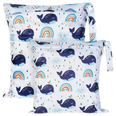 Afbeelding van Vicloon opbergtas voor baby&#039;s, herbruikbare natte tas, waterdichte stoffen luiers kleuterschool, reizen, sportschool, zwemspullen, 2 baleinen,