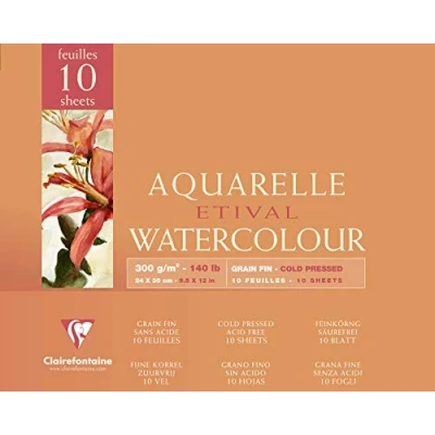 Afbeelding van Clairefontaine Aquarelle Blok 10 vel 300 grams 24 x 30 Naturel Wit