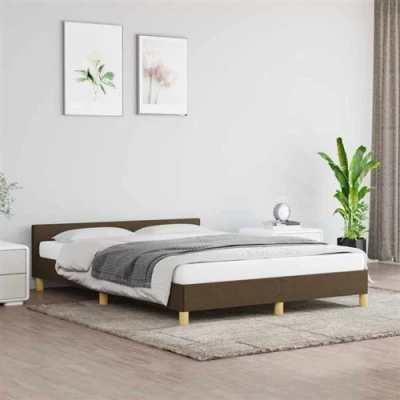 Afbeelding van Bedframe met hoofdeinde stof donkerblauw 140x190 cm