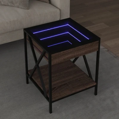 Afbeelding van Salontafel met Infinity LED 40x40x49 cm bruin eikenkleurig