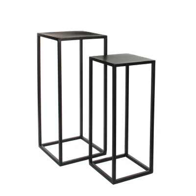 Afbeelding van Mica Decorations Goa Bijzettafel H70 x Ø30 cm Zwart Set van 2