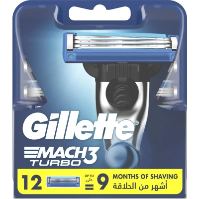 Afbeelding van Gillette Mach3 Turbo Scheermesjes Voor Mannen 12 Navulmesjes