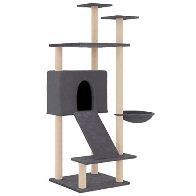 Afbeelding van vidaXL Kattenmeubel met sisal krabpalen 153 cm donkergrijs