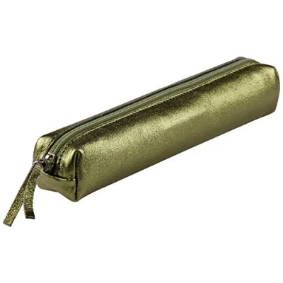 Image de Clairefontaine 400007C Petite Trousse Slim Cuirisé 4x2,5x19,5 cm en Véritable Cuir, Vert