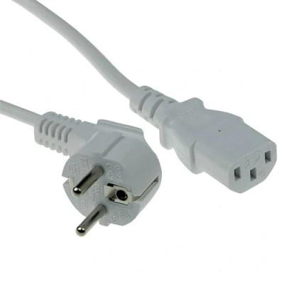 Afbeelding van ACT AK5401 Stroomkabel Randaarde Stekker CEE7/7 male (haaks) C13 Wit 50 cm