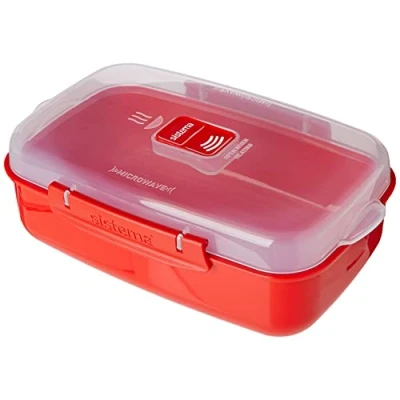 Image de Sistema Récipient micro ondes rectangulaire 1,25 L sans BPA Rouge/Transparent