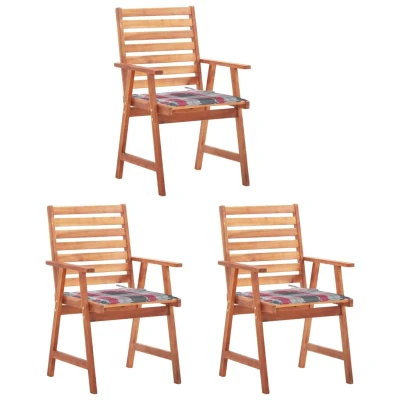 Afbeelding van Tuinstoelen 3 st met kussens massief acaciahout