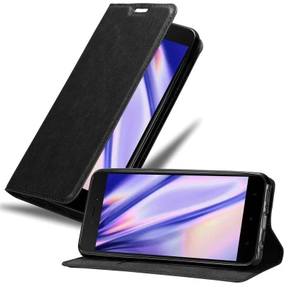 Afbeelding van Cadorabo Hoesje geschikt voor Xiaomi RedMi 5A in ZWARTE NACHT Beschermhoes met magnetische sluiting, standfunctie en kaartvakje Book Case Cover Etui