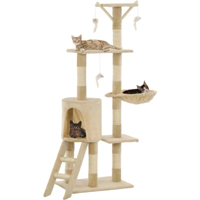 Afbeelding van vidaXL Kattenkrabpaal met sisal krabpalen 138 cm pootafdrukken grijs