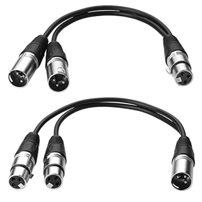 Afbeelding van SIENOC 0.3M XLR Mannelijk/Vrouwelijk naar Vrouwelijk/Mannelijke Kabel Microfoon 3 &#039;Pro Cord Splitter Serie Y Cable (Combinaties (2 Stuks), Zilver)