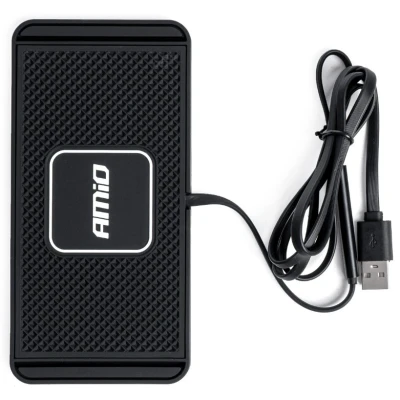 Afbeelding van AMiO Draadloze Auto Snellader 15W (QC) Inductieve Lader met USB A Aansluiting Zwart
