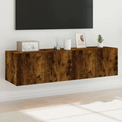 Afbeelding van Tv wandmeubelen met LED 2 st 60x35x31 cm gerookt eikenkleurig