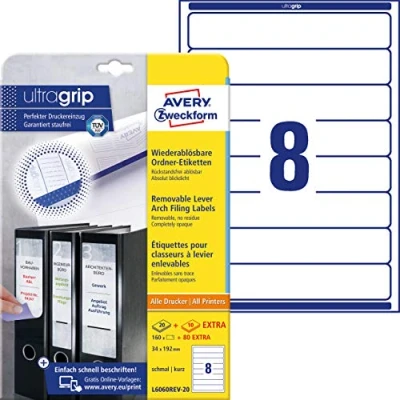 Image de AVERY Zweckform Etiquette pour dos de classeur, détachable