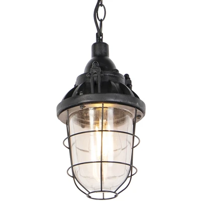 Afbeelding van QAZQA cabin Industriele Hanglamp 1 lichts Ø 170 mm Zwart Industrieel Woonkamer