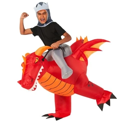 Afbeelding van Morph drakenkostuum voor kinderen, draak kinderkostuum, draak, opblaasbare dierenkostuum carnavalskostuum eenheidsmaat