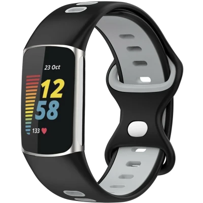 Afbeelding van imoshion Siliconen sport bandje Geschikt voor Fitbit Charge 6, 5 Zwart One Size