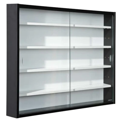 Image de Inter Link Vitrine Murale pour Objets de Collection Armoire rangement avec 4 étagères 5 Compartiments Miniatures MDF Noir/Blanc