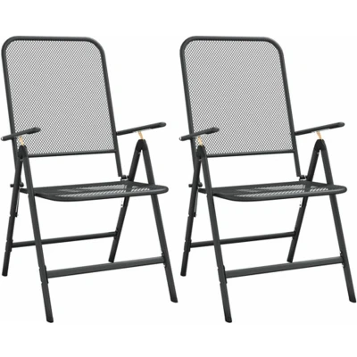 Afbeelding van Tuinstoelen inklapbaar 2 st metaalgaas antracietkleurig