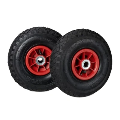 Afbeelding van Relaxdays steekwagenwiel 3.00 4 luchtband steekwagen reserve band 2 stuks 260x85 mm zwart rood