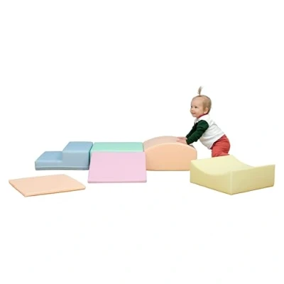 Afbeelding van Iglu soft play foam blokken set pastel kleuren 7 stuks