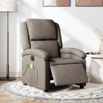Afbeelding van VidaXL, Massagestoelen, Massagestoel elektrisch taupe stof